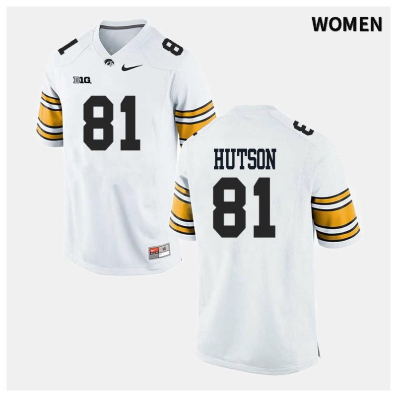 Women's Iowa Hawkeyes NCAA #81 Desmond Hutson White Authentic Nike Alumni Stitched College Football Jersey XT34Q23YR